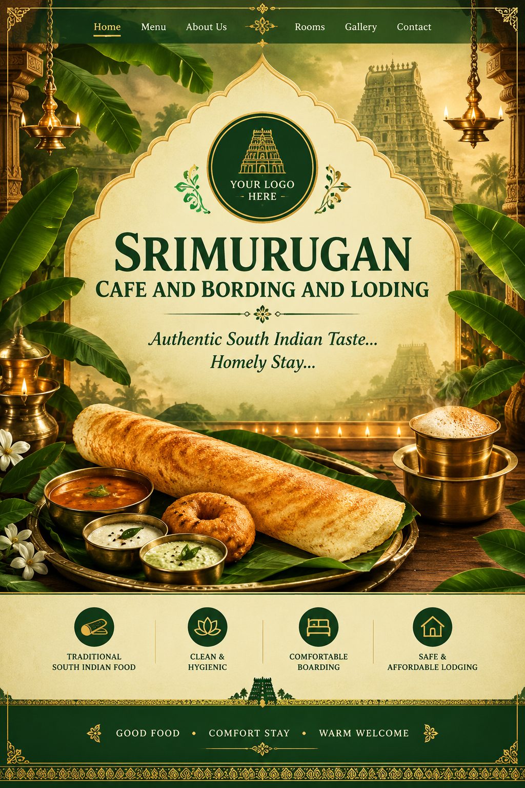 South Indian Temple Café Heritage Poster
